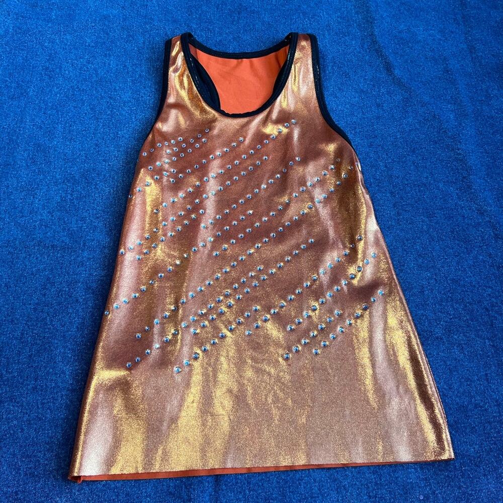 90s metallic rhinestone racerback club tank orange